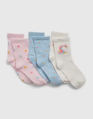 Kids Unicorn Crew Socks (3-Pack) multi