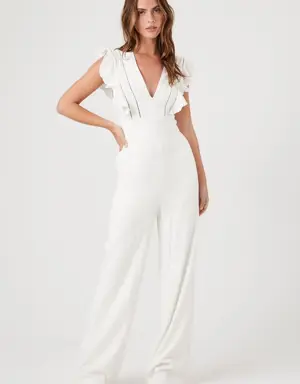 Forever 21 Butterfly Sleeve Jumpsuit White