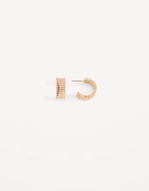 Gold-Plated Ribbed Open Hoop Earrings for Women gold