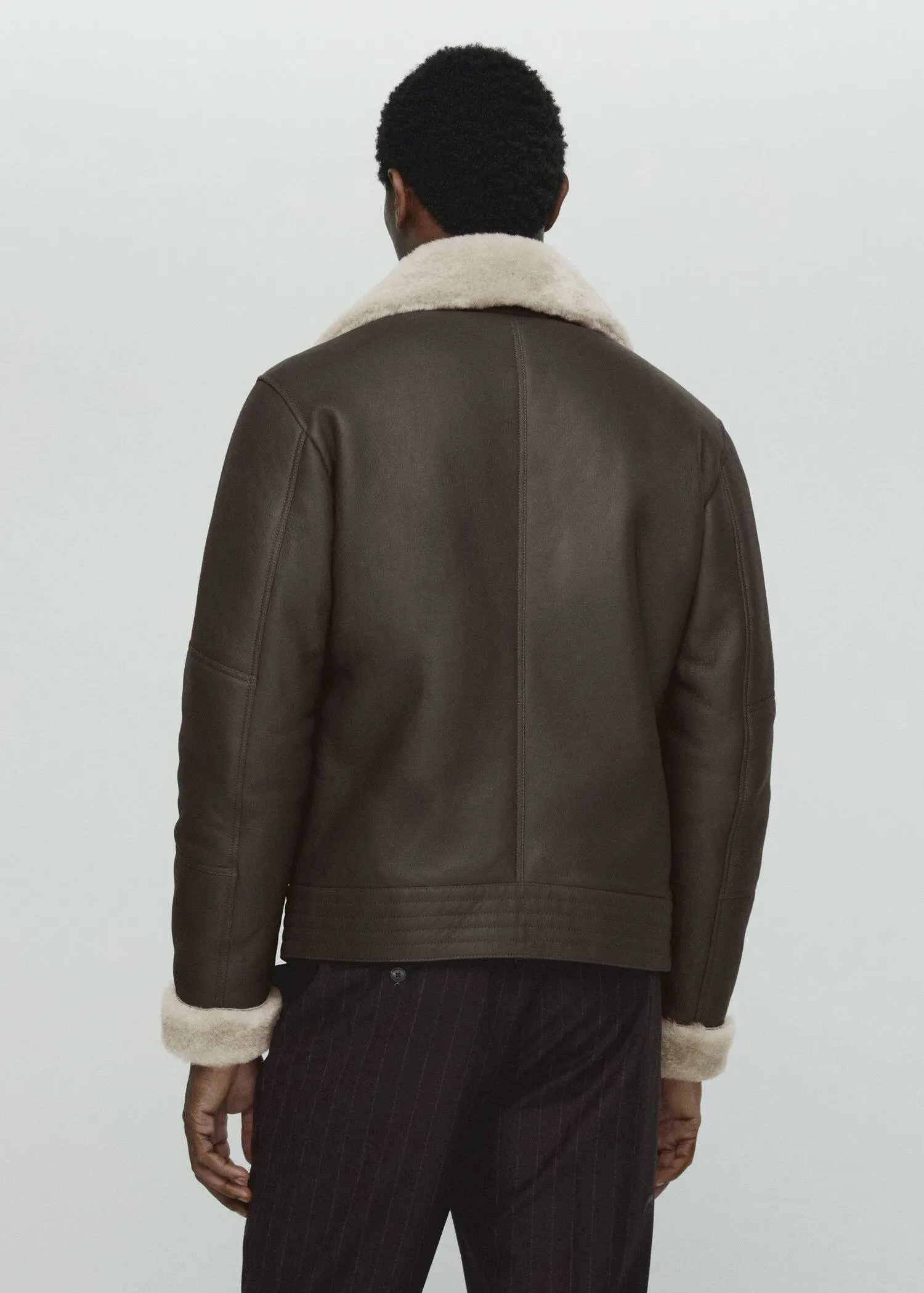Mango Double-face leather aviator jacket. 3