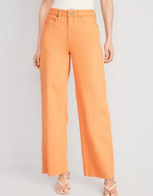 Extra High-Waisted Wide Leg Cut-Off Jeans for Women orange