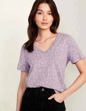 EveryWear Printed Slub-Knit T-Shirt for Women purple
