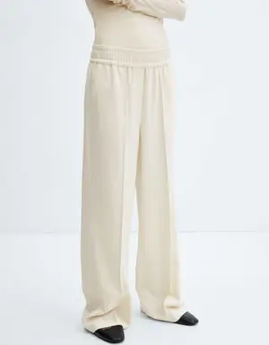 Wideleg pants with elastic waist