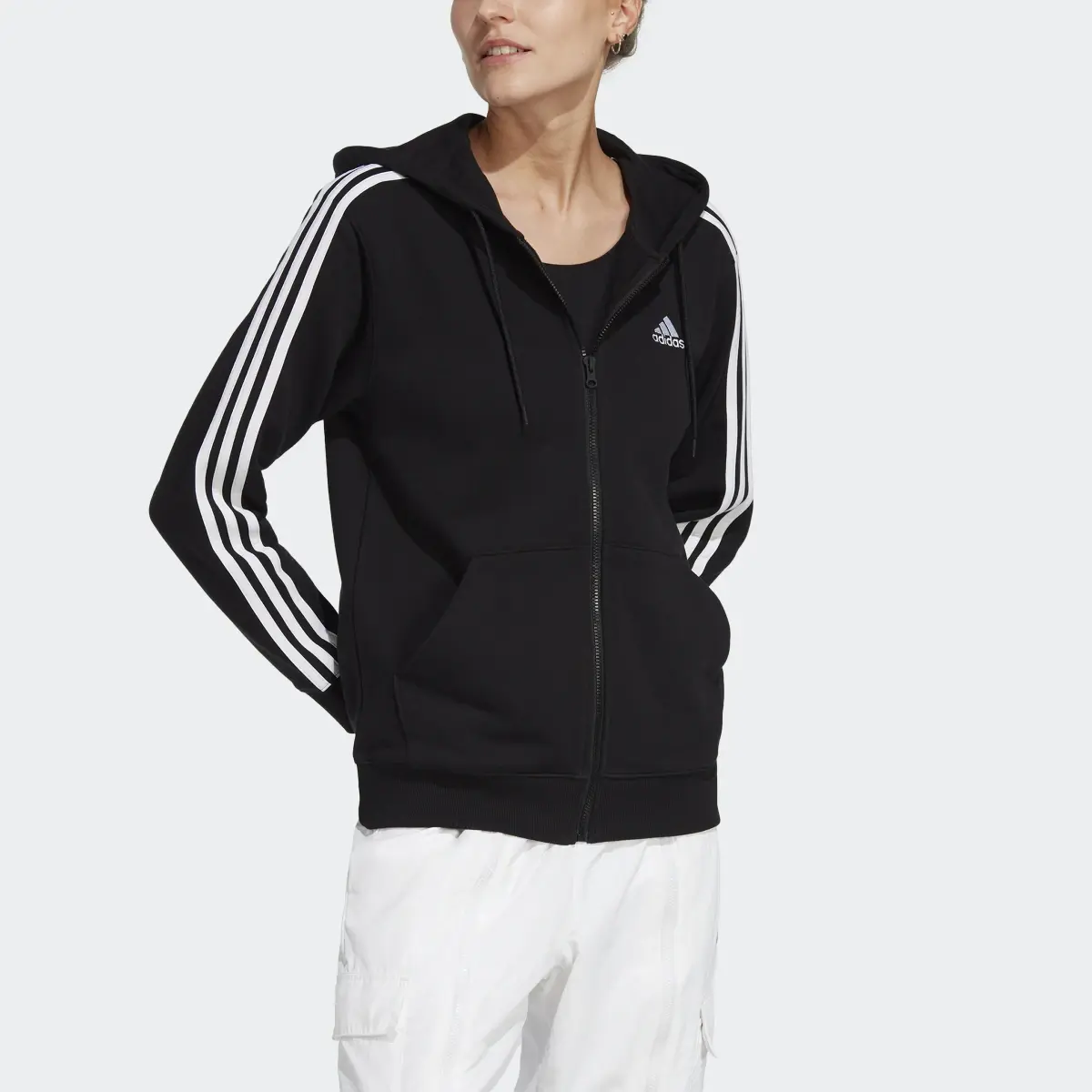 Adidas Essentials 3-Stripes French Terry Regular Full-Zip Kapüşonlu Üst. 1