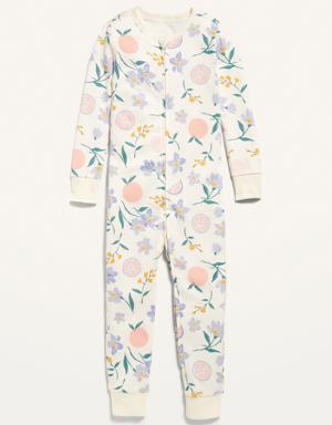 Unisex Snug-Fit 2-Way-Zip Printed Pajama One-Piece for Toddler & Baby beige