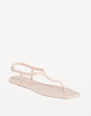 Old Navy Opaque Jelly T-Strap Sandals for Women pink