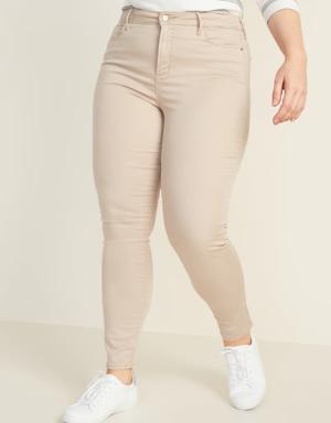 High-Waisted Sateen Rockstar Super Skinny Jeans for Women beige