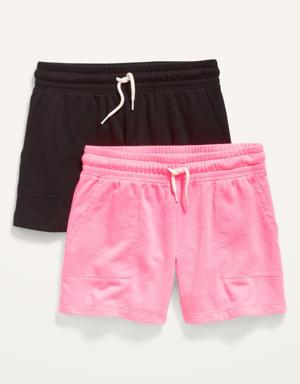Vintage French Terry Drawstring Utility Shorts 2-Pack for Girls pink