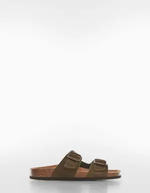 Split leather sandals with buckle