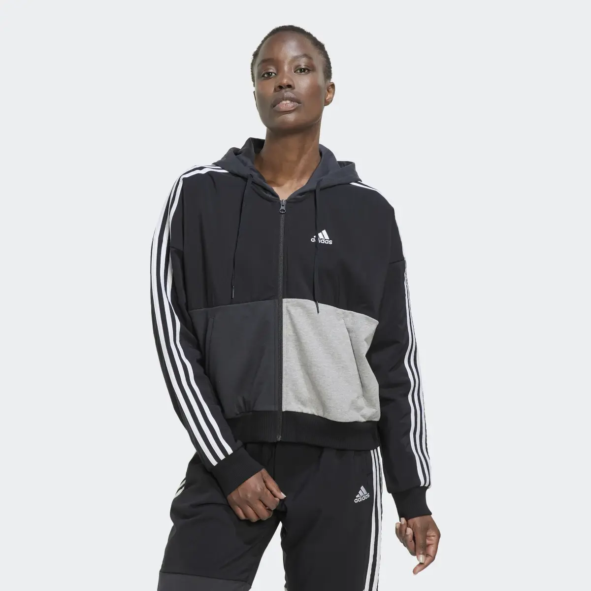 Adidas Essentials 3-Streifen Colourblock Kapuzenjacke. 2