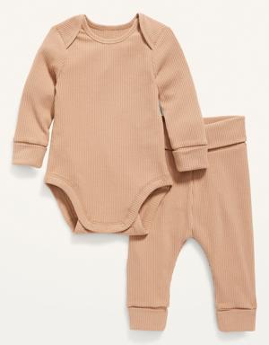 Old Navy Unisex Grow-With-Me Rib-Knit Bodysuit & Leggings Set for Baby