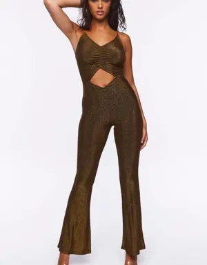 Forever 21 Glitter Knit Cutout Cami Jumpsuit Black/Gold