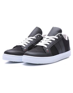 Siyah - Beyaz Bağcıklı Suni Deri Detaylı Erkek Spor Ayakkabı - 89065