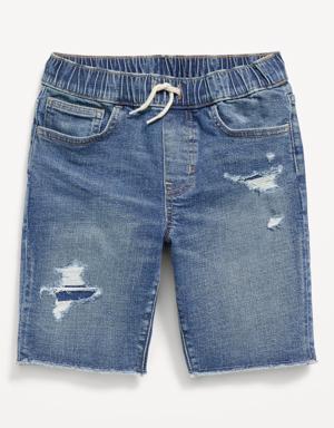 360° Stretch Ripped Pull-On Jean Shorts for Boys (At Knee) blue