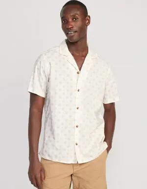 Short-Sleeve Printed Camp Shirt for Men white