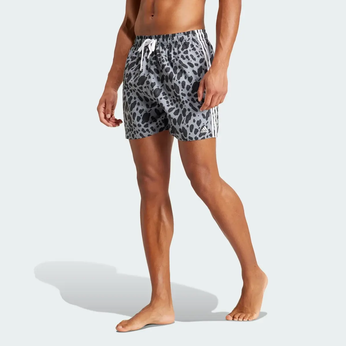 Adidas Essentials 3-Stripes Animal-Print CLX Swim Shorts. 2