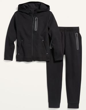 Dynamic Fleece Hoodie & Jogger Sweatpants Set for Boys black