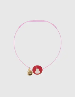 red bracelet with pear pendant