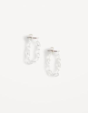 Silver-Tone Chain-Link Hoop Earrings for Women silver
