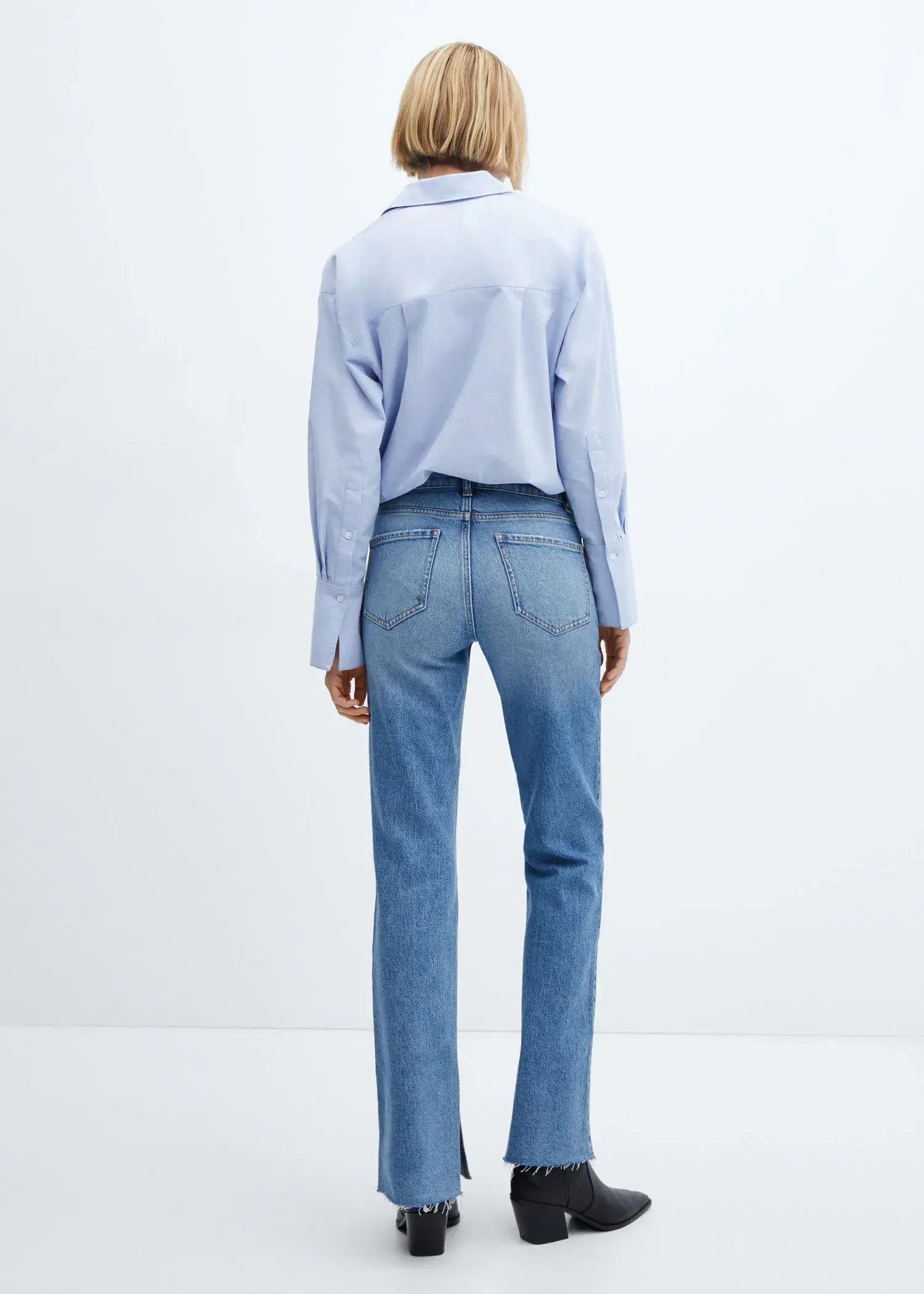 Mango Medium-rise straight jeans with slits. 3