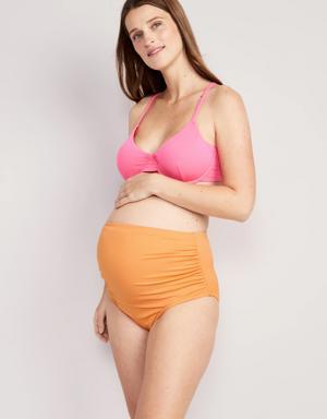 Maternity High Waisted Rib-Knit Swim Bottoms orange