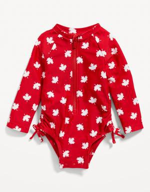 Long-Sleeve Side-Tie One-Piece Rashguard Swimsuit for Baby multi