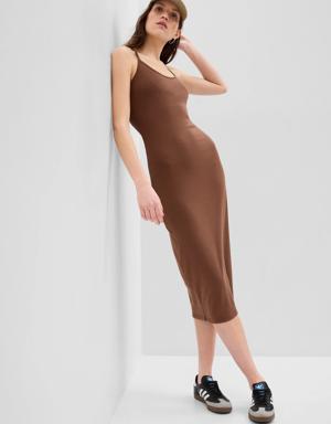 Modern Convertible Strap Midi Dress brown