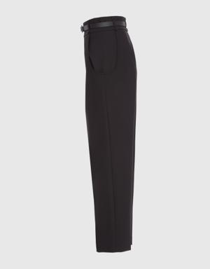 Black Carrot Pants With Leather Belt With Pocket Detail