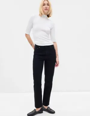 High Rise Cheeky Straight Jeans black