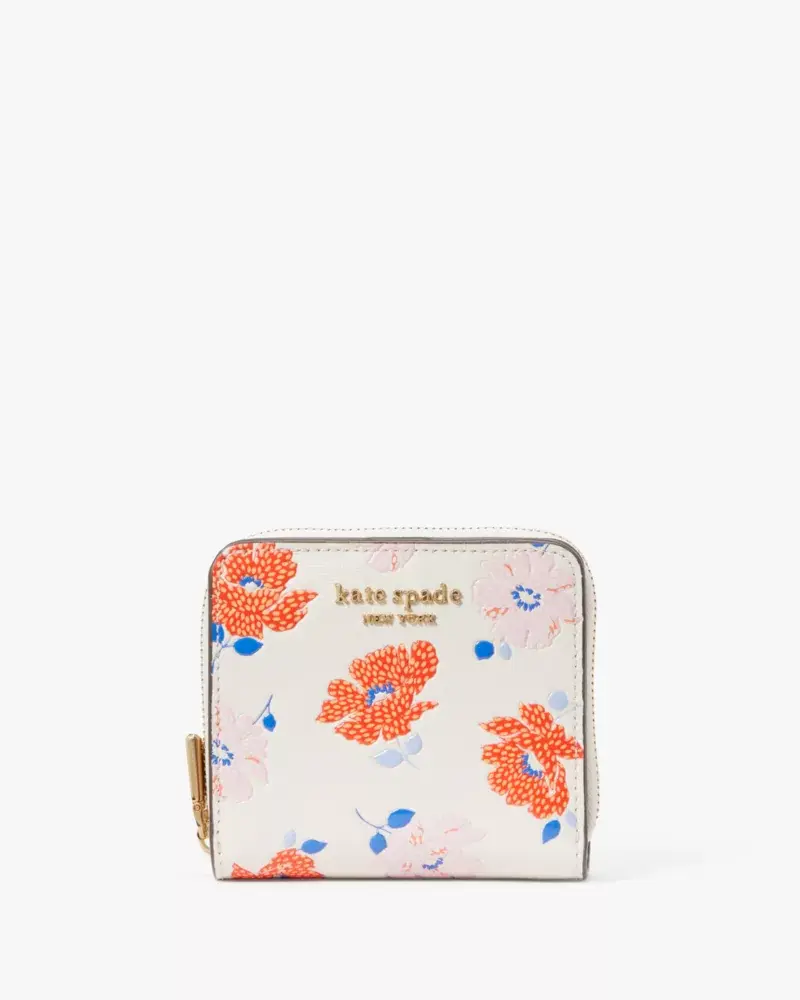 Kate Spade Morgan Dotty Floral Embossed Small Compact Wallet. 1