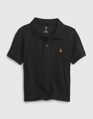 Toddler 100% Organic Cotton Pique Polo Shirt black