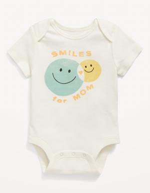 Unisex "Smiles for Mom" Graphic Bodysuit for Baby white