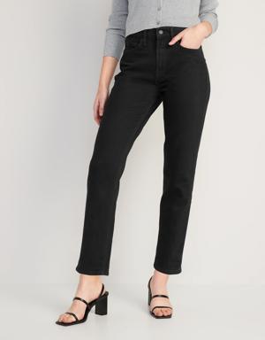 Extra High-Waisted Sky-Hi Straight Black Jeans for Women black