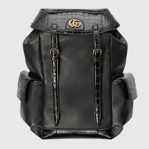Gucci Crocodile trim backpack with Double G. 1