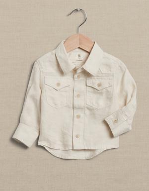 The Linen Western Shirt for Baby + Toddler white