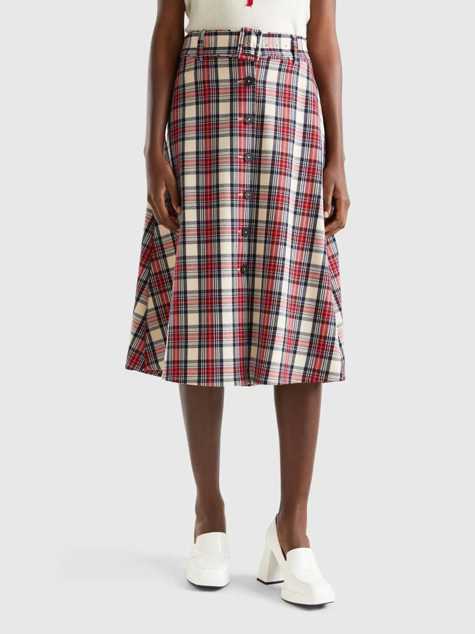 Benetton tartan midi skirt. 1