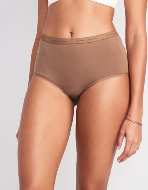 High-Waisted Logo Graphic Bikini Underwear for Women brown