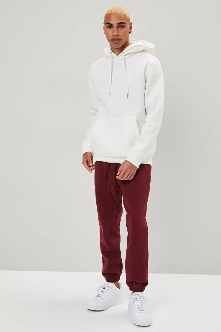 Forever 21 Forever 21 Fleece Drawstring Joggers Burgundy. 1