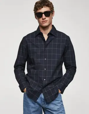 Check flannel cotton shirt