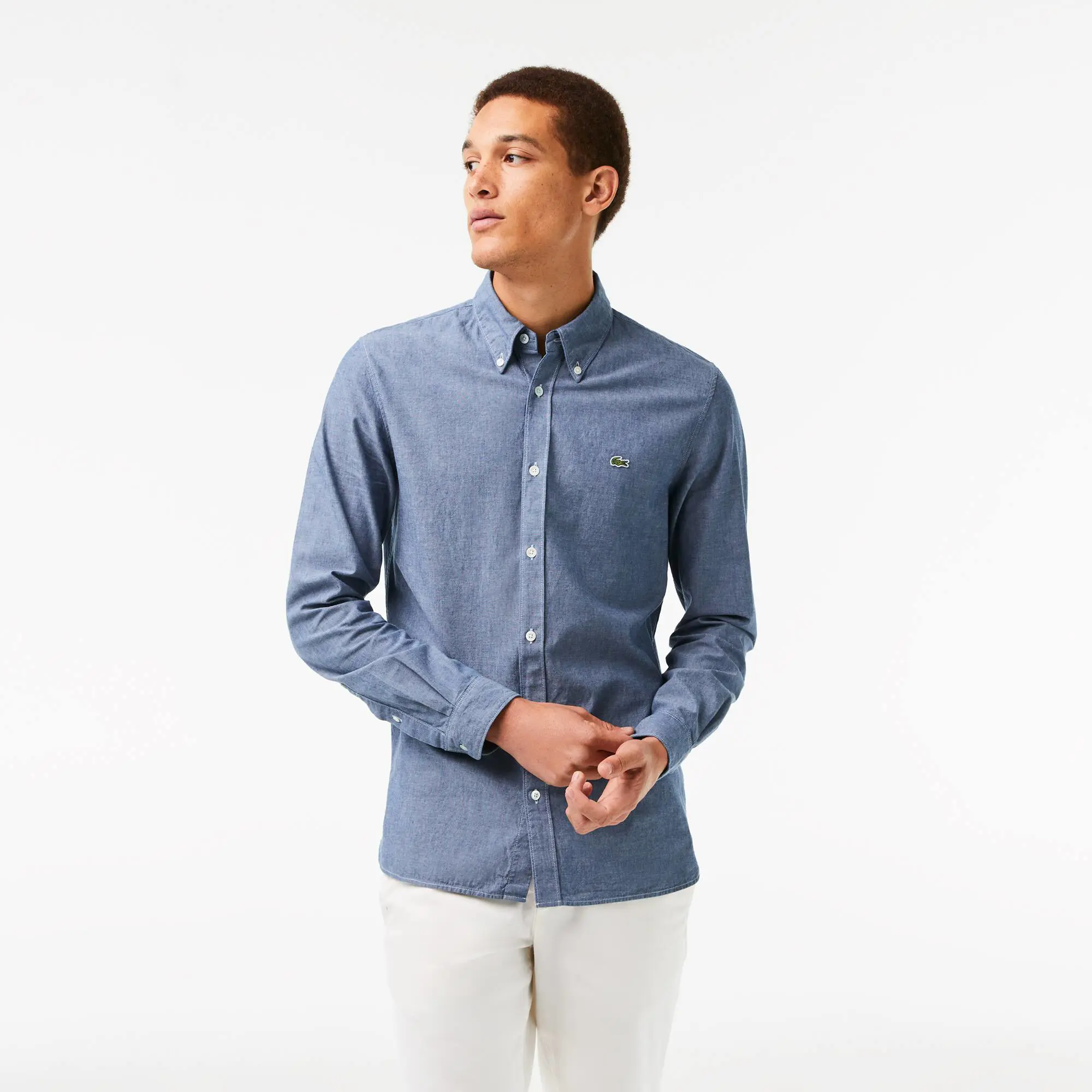 Lacoste Men's Slim Fit Cotton Chambray Shirt. 1
