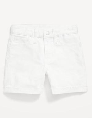 High-Waisted Rolled-Cuff Twill Midi Shorts for Girls white