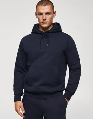 Cotton kangaroo-hooded sweatshirt