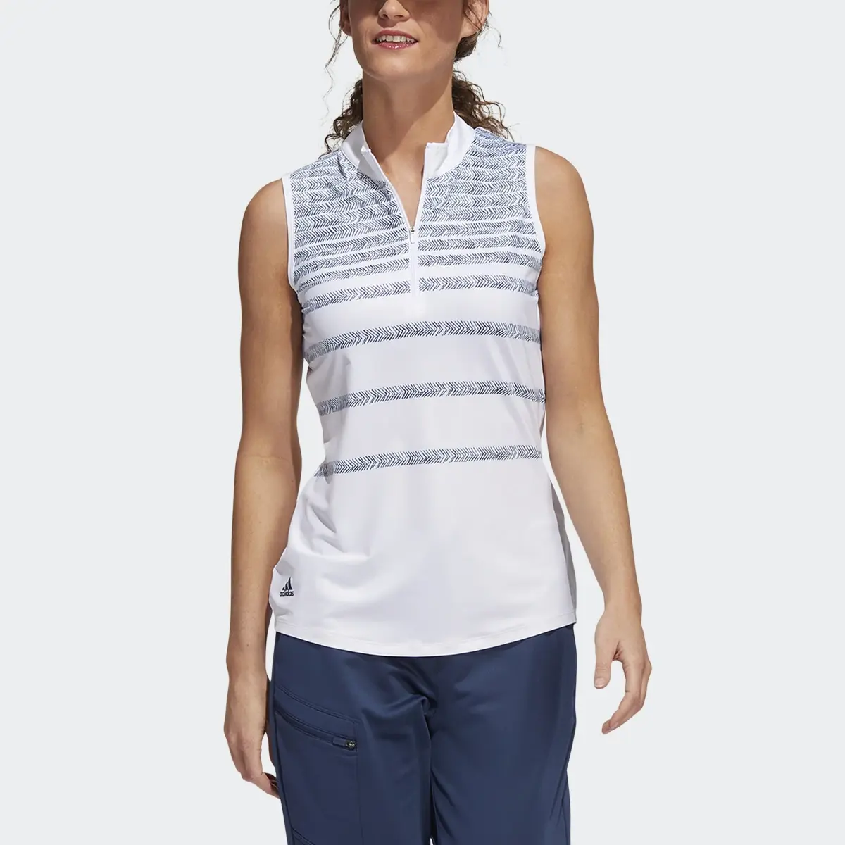 Adidas Herringbone Stripe Sleeveless Polo Shirt. 1