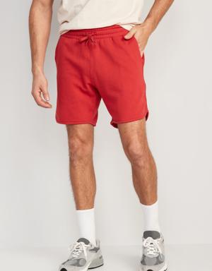 French Terry Dolphin-Hem Sweat Shorts for Men -- 7-inch inseam red