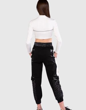 Side Pant Detailed High Waist Black Trousers