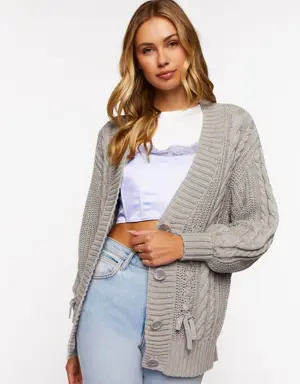 Forever 21 Cable Knit Cardigan Sweater Heather Grey