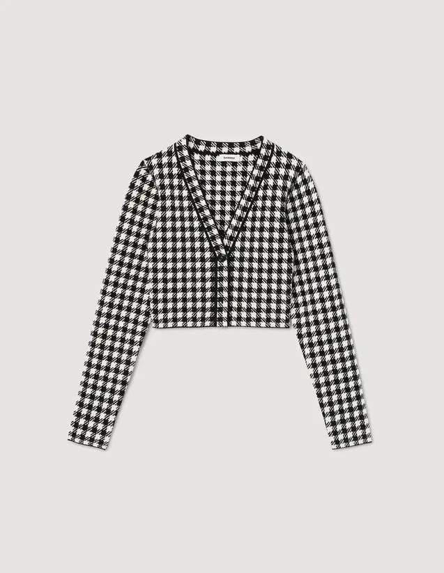 Sandro Cropped gingham knit cardigan. 2