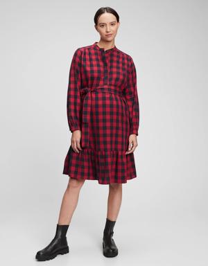 Maternity Flannel Dress red