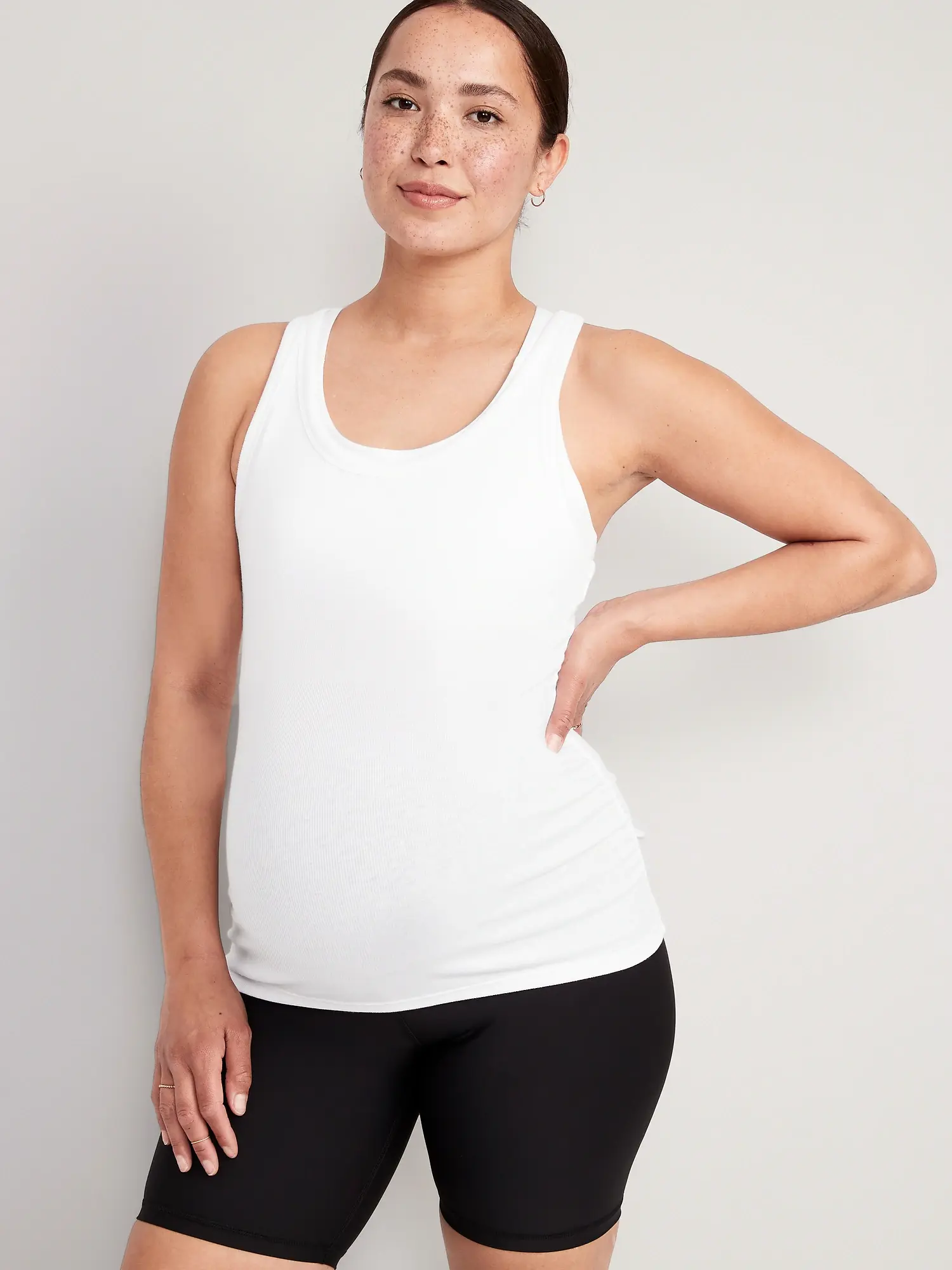 Old Navy Maternity UltraLite Rib-Knit Racerback Tank Top white. 1