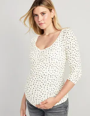 Old Navy Maternity Fitted Cinched-Front Rib-Knit T-Shirt white